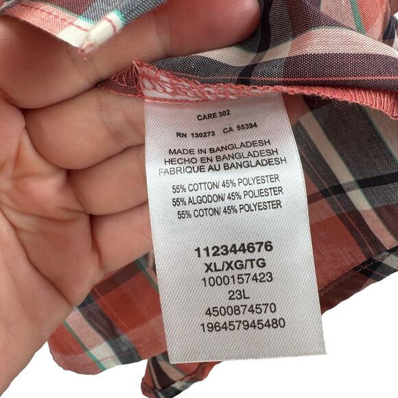 Women's Wrangler 112344676 Essential Western Red Orange Plaid Long Sleeve Shirt - Picture 5 of 9